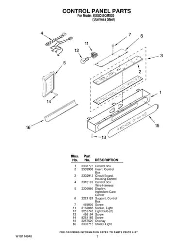 CONTROL PANEL PARTS