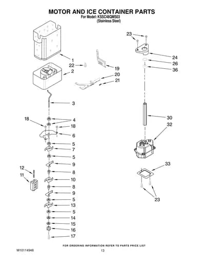 MOTOR AND ICE CONTAINER PARTS