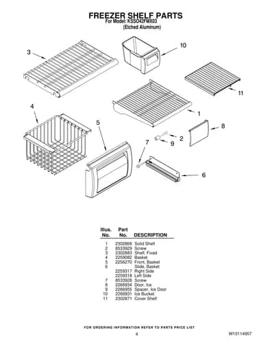 FREEZER SHELF PARTS