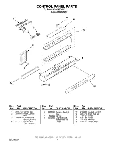 CONTROL PANEL PARTS