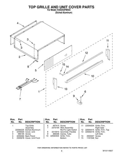 TOP GRILLE AND UNIT COVER PARTS