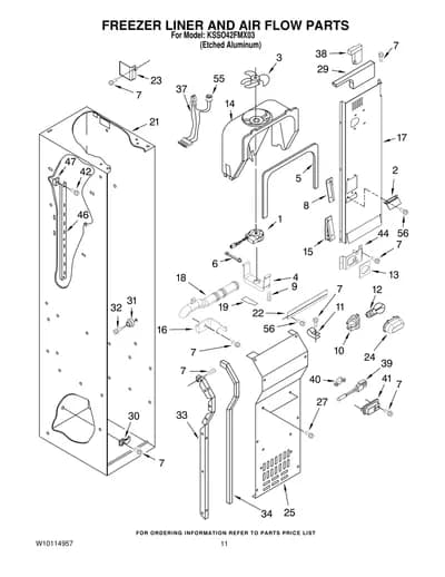 FREEZER LINER AND AIR FLOW PARTS