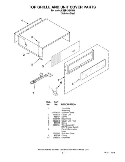TOP GRILLE AND UNIT COVER PARTS