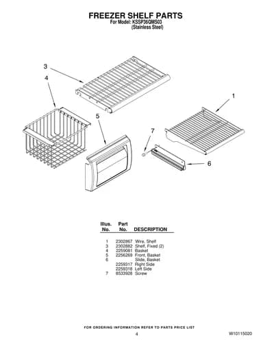 FREEZER SHELF PARTS