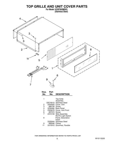 TOP GRILLE AND UNIT COVER PARTS