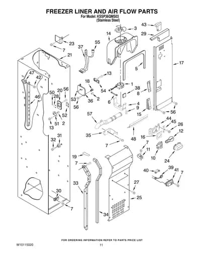 FREEZER LINER AND AIR FLOW PARTS