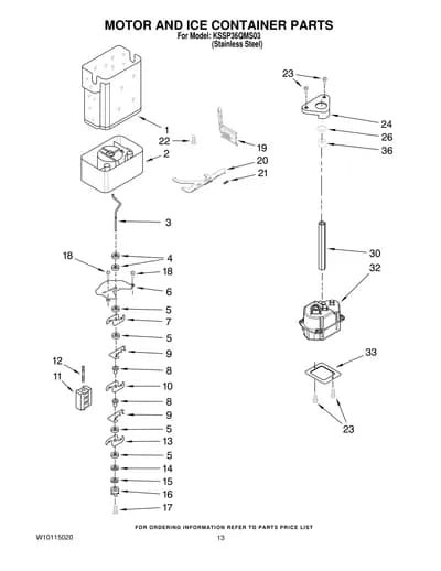 MOTOR AND ICE CONTAINER PARTS