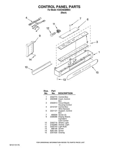 CONTROL PANEL PARTS