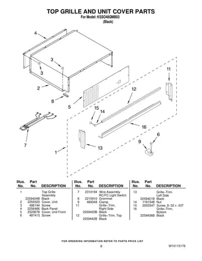 TOP GRILLE AND UNIT COVER PARTS