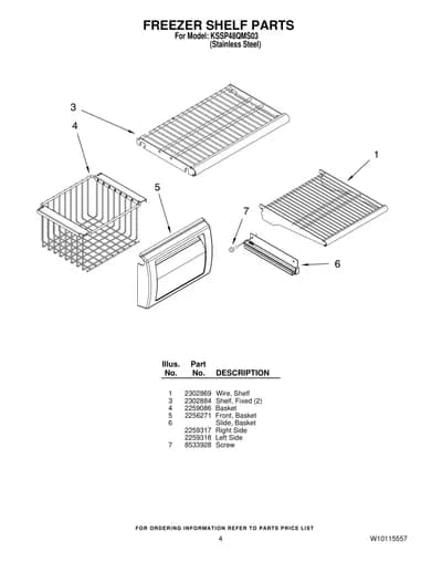 FREEZER SHELF PARTS