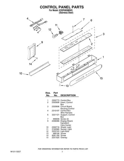 CONTROL PANEL PARTS
