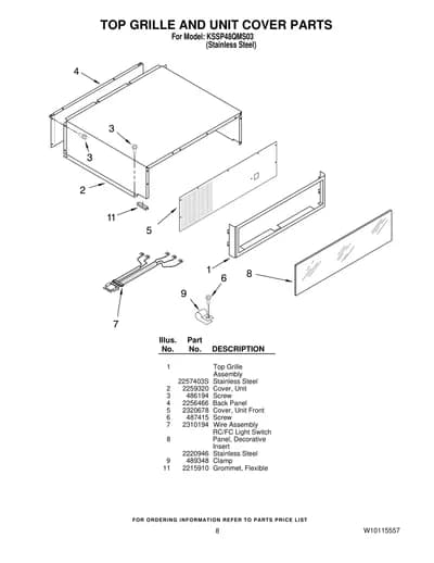 TOP GRILLE AND UNIT COVER PARTS