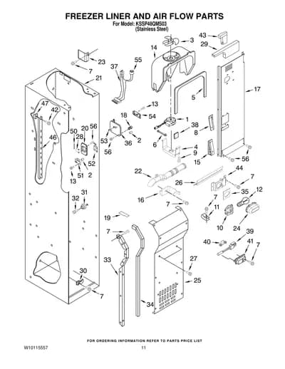 FREEZER LINER AND AIR FLOW PARTS