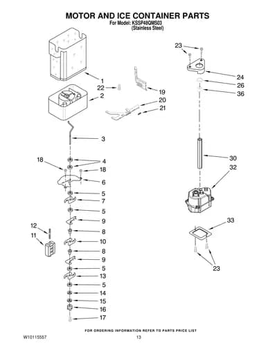 MOTOR AND ICE CONTAINER PARTS