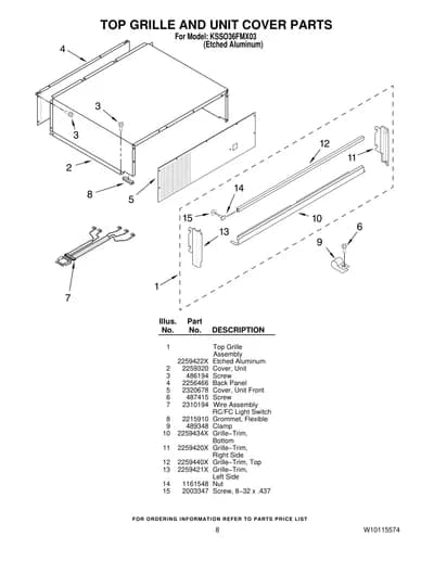 TOP GRILLE AND UNIT COVER PARTS