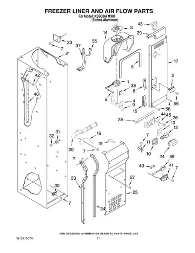 FREEZER LINER AND AIR FLOW PARTS