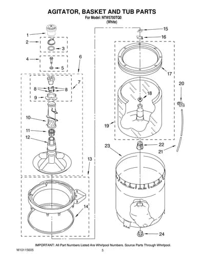 AGITATOR, BASKET AND TUB PARTS