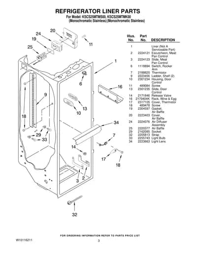 REFRIGERATOR LINER PARTS