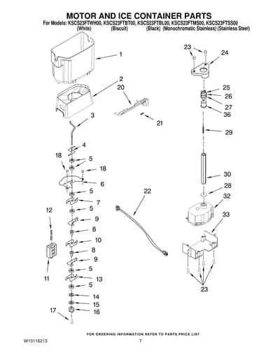 MOTOR AND ICE CONTAINER PARTS