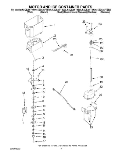 MOTOR AND ICE CONTAINER PARTS