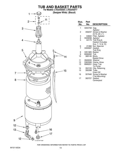 TUB AND BASKET PARTS