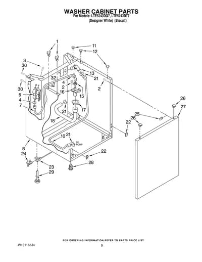 WASHER CABINET PARTS