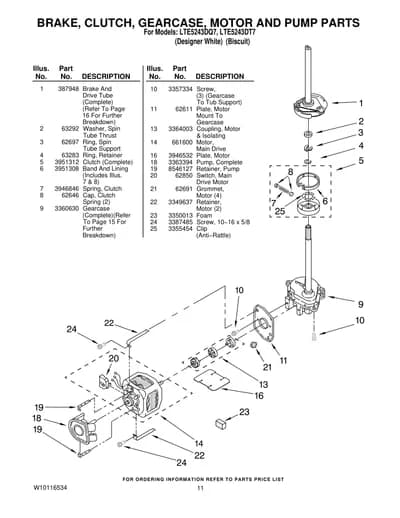 BRAKE, CLUTCH, GEARCASE, MOTOR AND PUMP PARTS