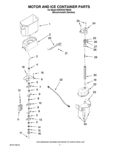 MOTOR AND ICE CONTAINER PARTS