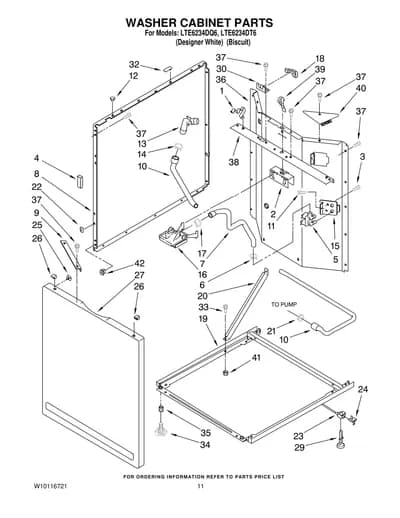 WASHER CABINET PARTS