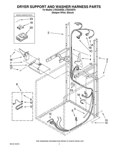 DRYER SUPPORT AND WASHER HARNESS PARTS