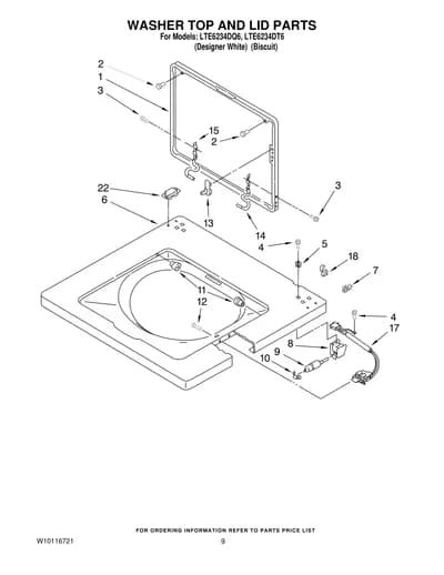 WASHER TOP AND LID PARTS