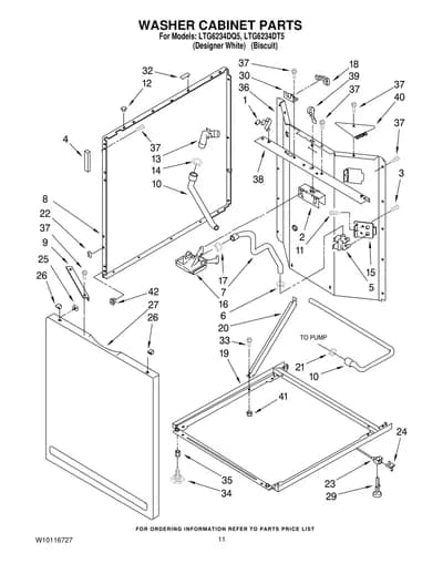 WASHER CABINET PARTS
