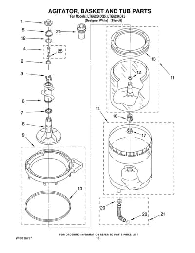 AGITATOR, BASKET AND TUB PARTS