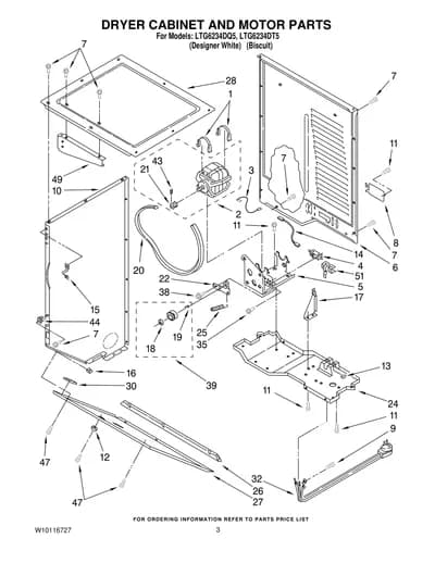 DRYER CABINET AND MOTOR PARTS