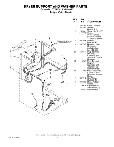 DRYER SUPPORT AND WASHER PARTS