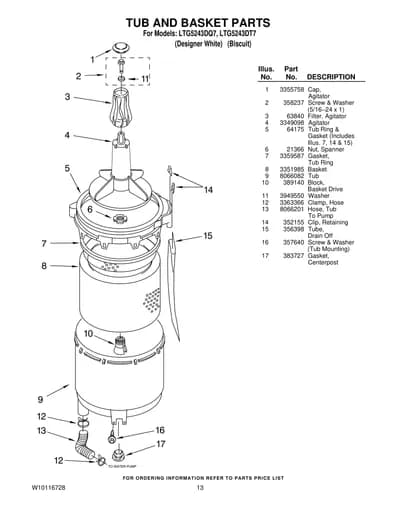 TUB AND BASKET PARTS