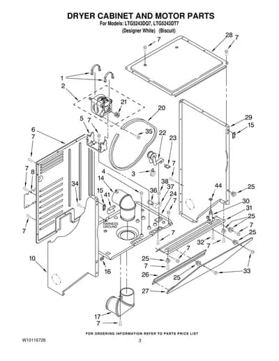 DRYER CABINET AND MOTOR PARTS
