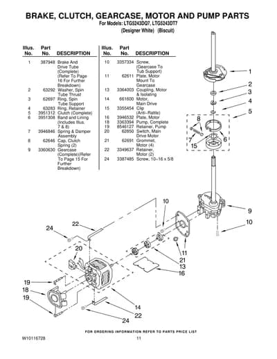 BRAKE, CLUTCH, GEARCASE, MOTOR AND PUMP PARTS