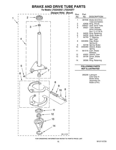 BRAKE AND DRIVE TUBE PARTS