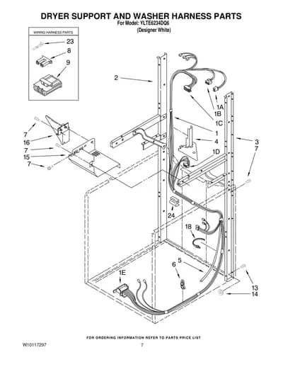 DRYER SUPPORT AND WASHER HARNESS PARTS