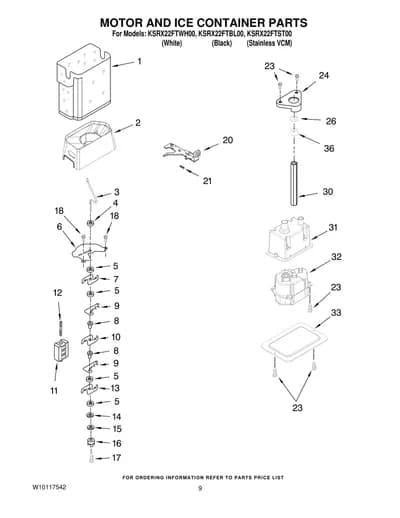 MOTOR AND ICE CONTAINER PARTS