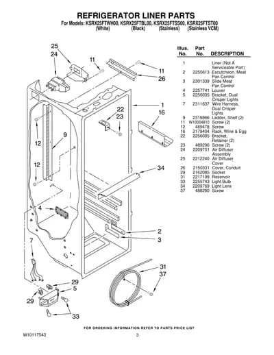 REFRIGERATOR LINER PARTS
