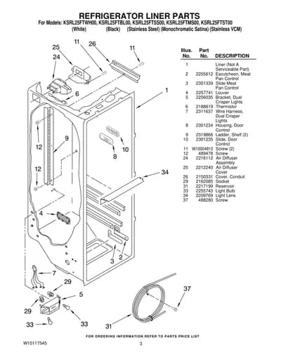 REFRIGERATOR LINER PARTS