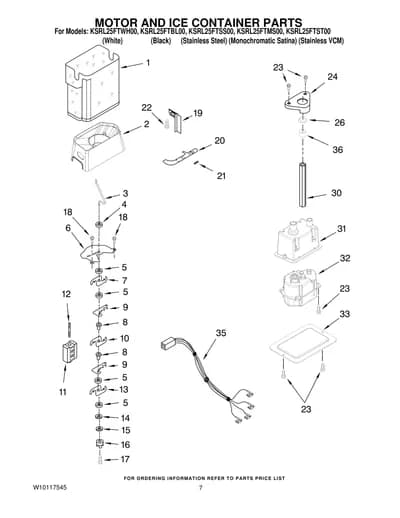 MOTOR AND ICE CONTAINER PARTS