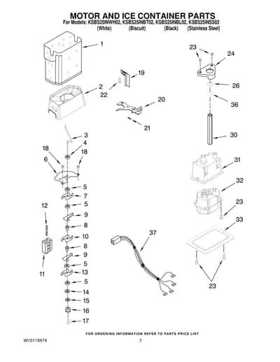 MOTOR AND ICE CONTAINER PARTS