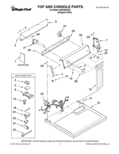 TOP AND CONSOLE PARTS