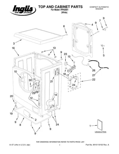 TOP AND CABINET PARTS