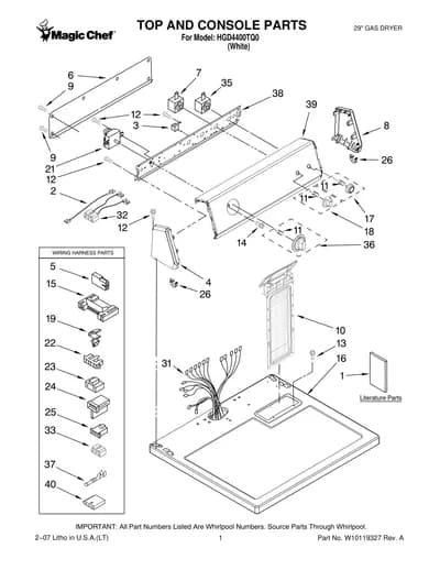 TOP AND CONSOLE PARTS