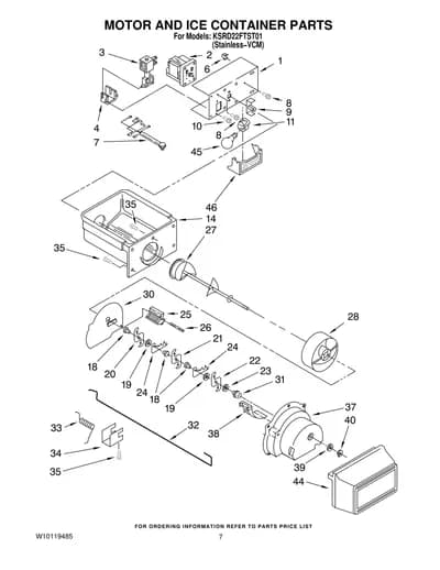 MOTOR AND ICE CONTAINER PARTS