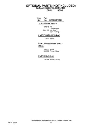 OPTIONAL PARTS (NOTINCLUDED)